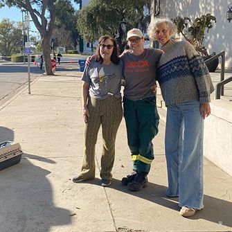 The ASPCA’s Jenn Cherry, center, with Georgia, left, and Louise.