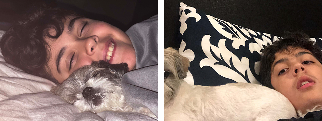 Julie prior to her surgery with Bernardo, left, and Eduardo.