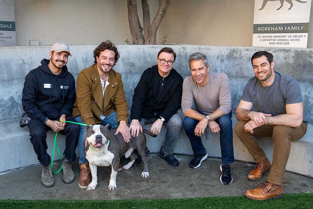 Pasadena Humane staff alongside Juan Pablo Espinosa, Nathan Lane, Eric McCormack and Dr. Evan Antin.